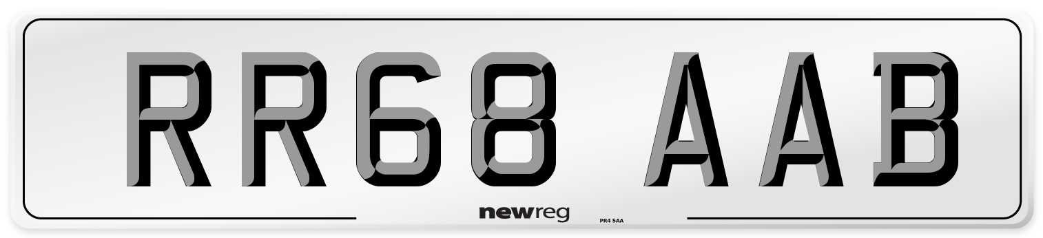 RR68 AAB Front Number Plate