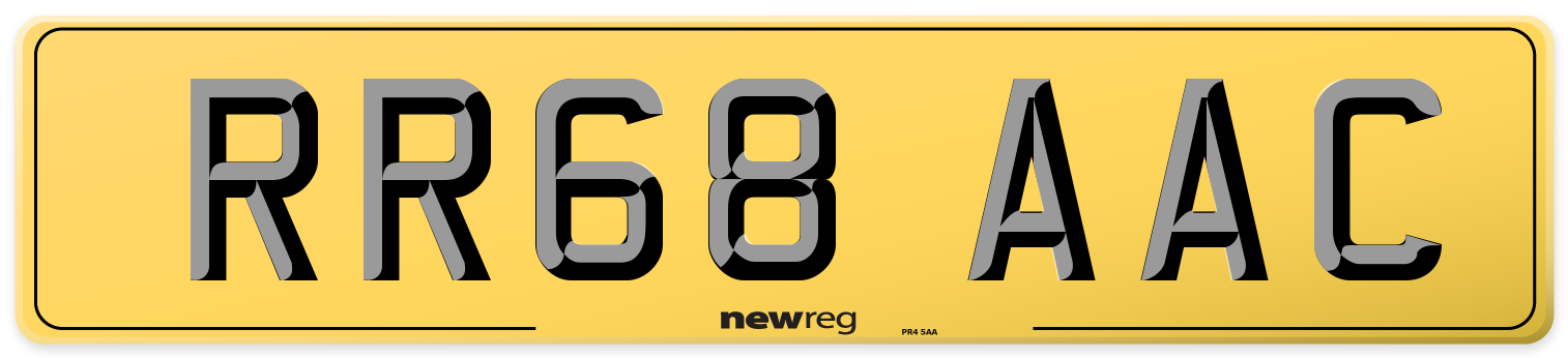 RR68 AAC Rear Number Plate