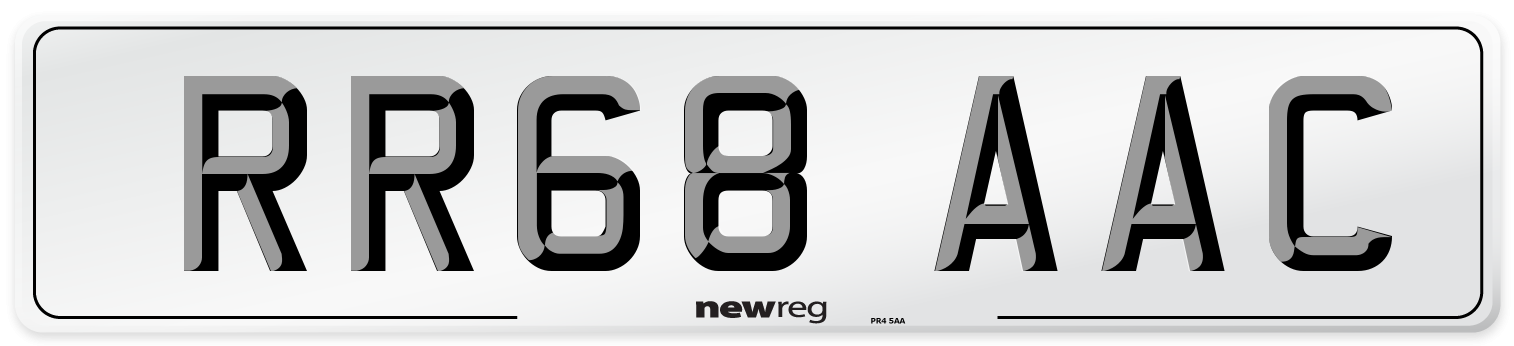 RR68 AAC Front Number Plate