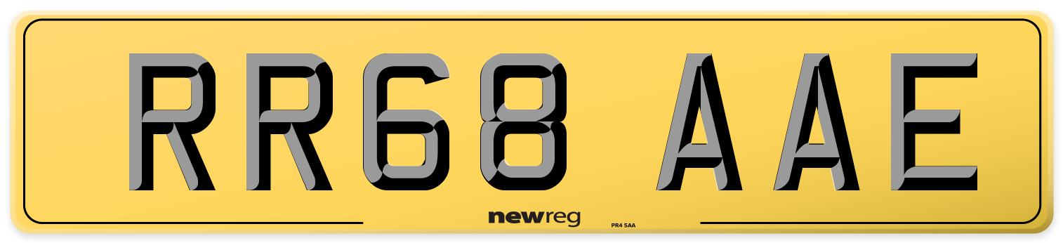 RR68 AAE Rear Number Plate