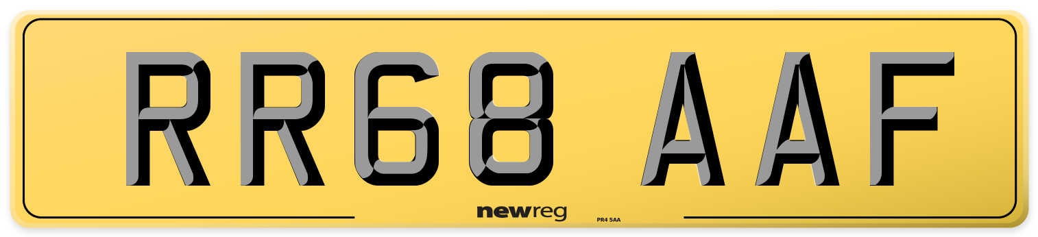 RR68 AAF Rear Number Plate