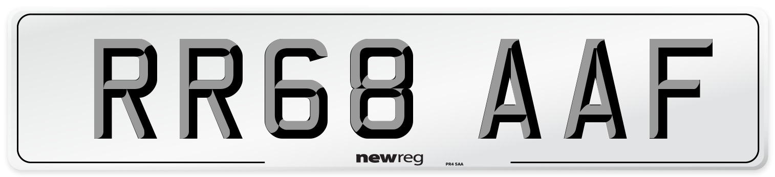 RR68 AAF Front Number Plate
