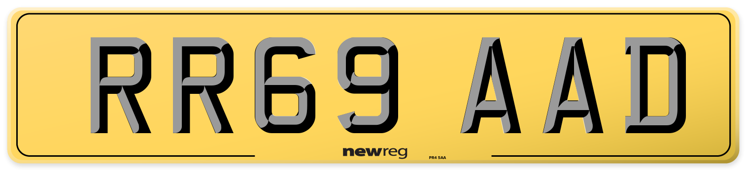 RR69 AAD Rear Number Plate