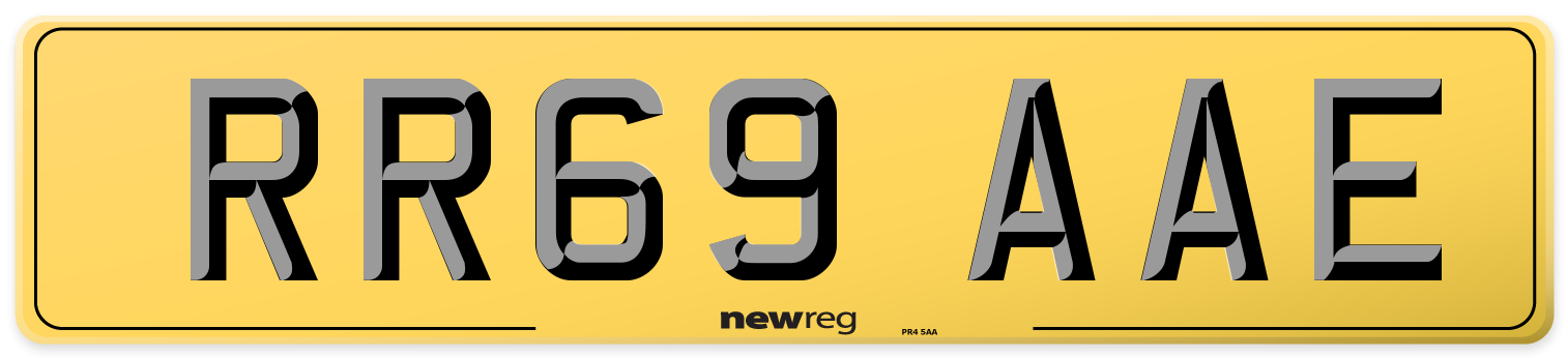 RR69 AAE Rear Number Plate