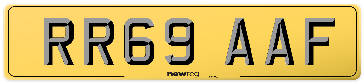 RR69 AAF Rear Number Plate