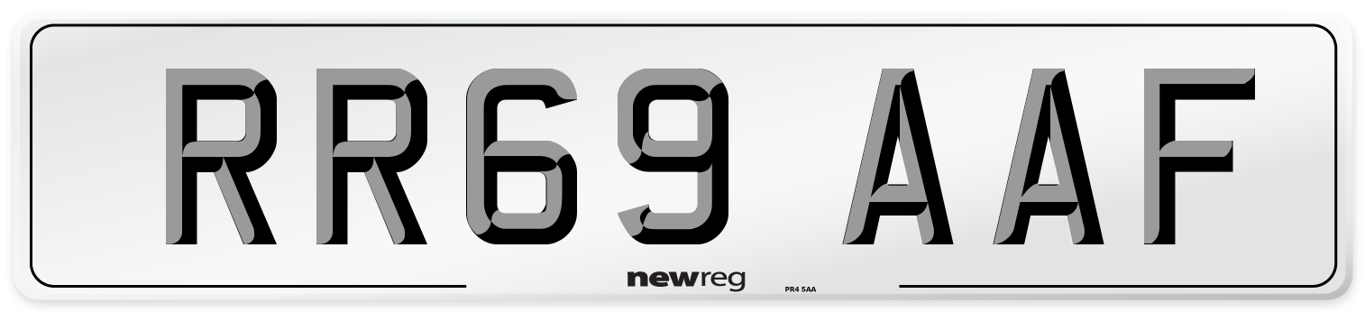 RR69 AAF Front Number Plate