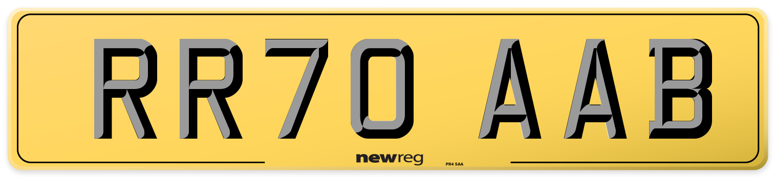 RR70 AAB Rear Number Plate