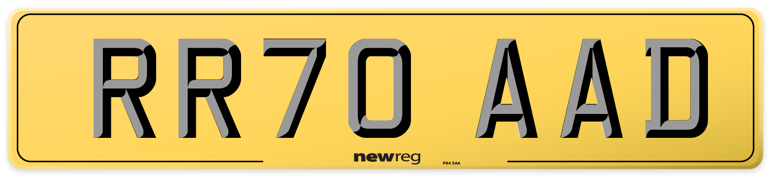 RR70 AAD Rear Number Plate