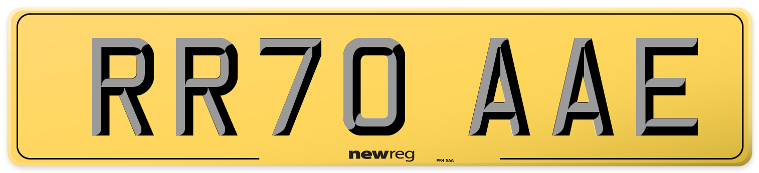 RR70 AAE Rear Number Plate