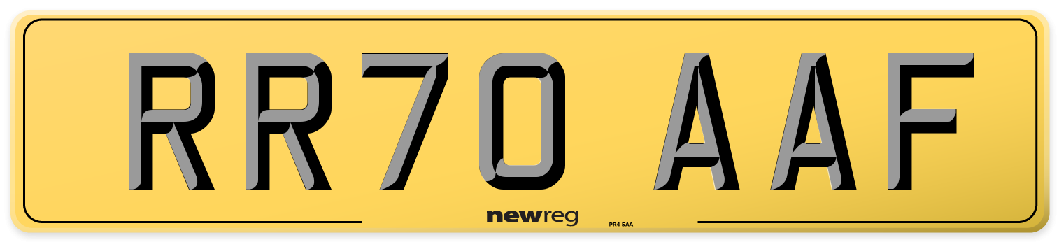 RR70 AAF Rear Number Plate