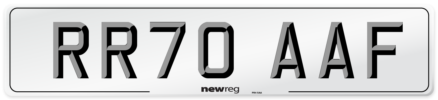 RR70 AAF Front Number Plate