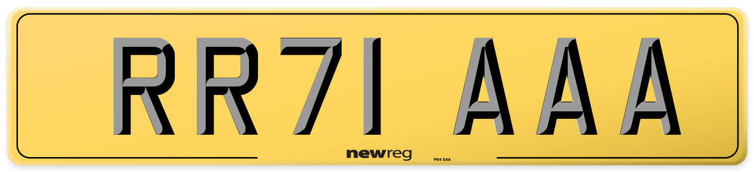 RR71 AAA Rear Number Plate