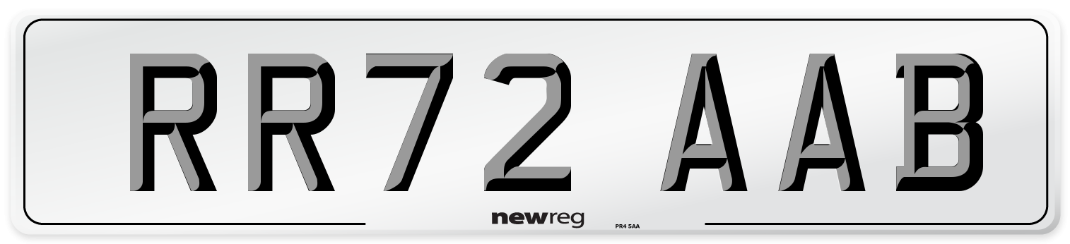 RR72 AAB Front Number Plate