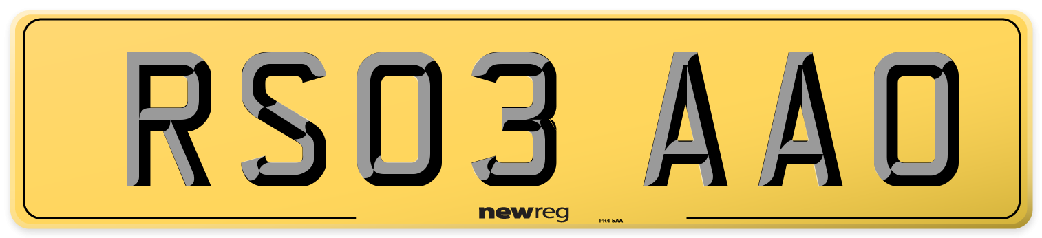 RS03 AAO Rear Number Plate