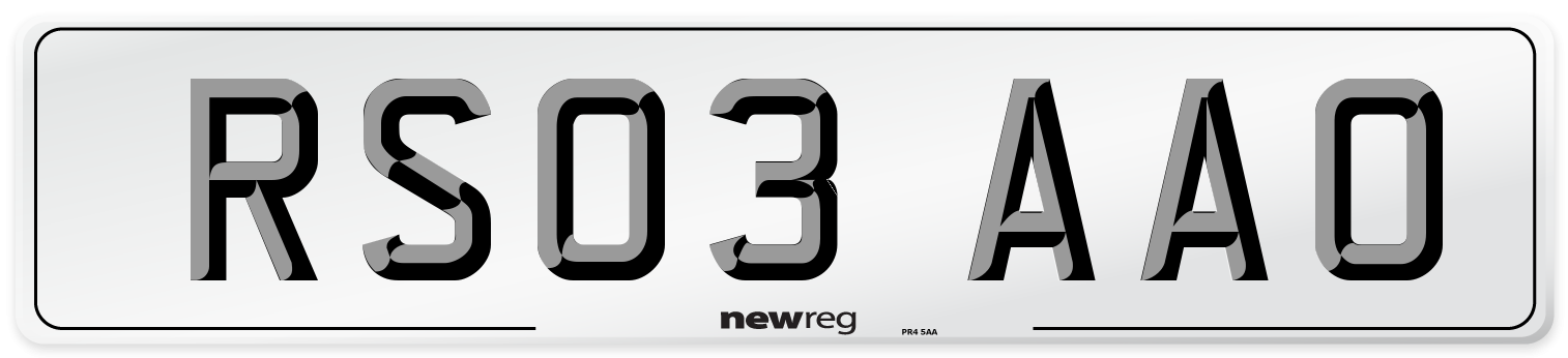 RS03 AAO Front Number Plate