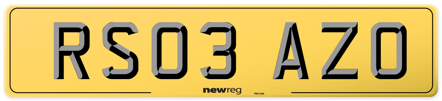 RS03 AZO Rear Number Plate