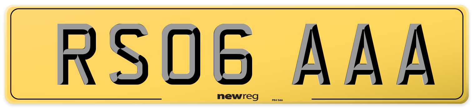 RS06 AAA Rear Number Plate