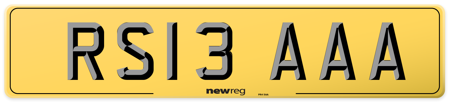 RS13 AAA Rear Number Plate