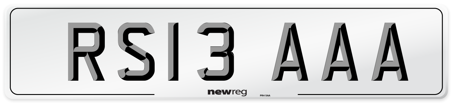 RS13 AAA Front Number Plate