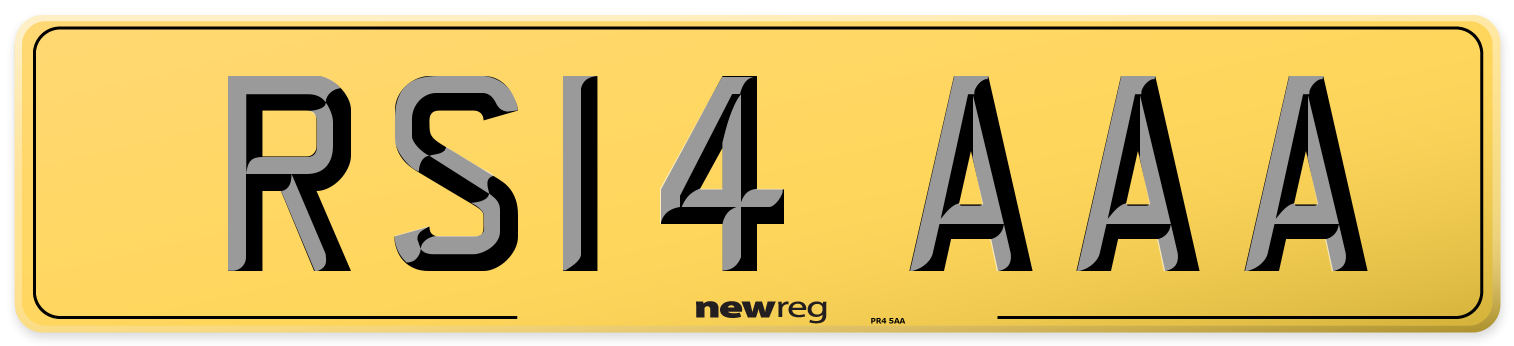 RS14 AAA Rear Number Plate
