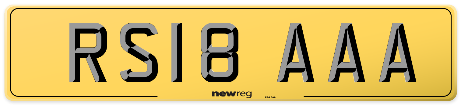 RS18 AAA Rear Number Plate