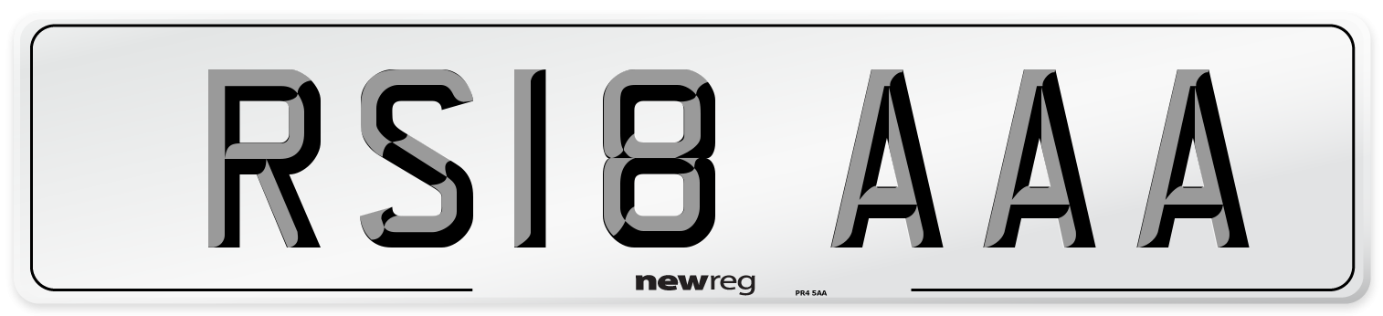 RS18 AAA Front Number Plate