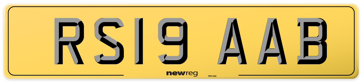 RS19 AAB Rear Number Plate