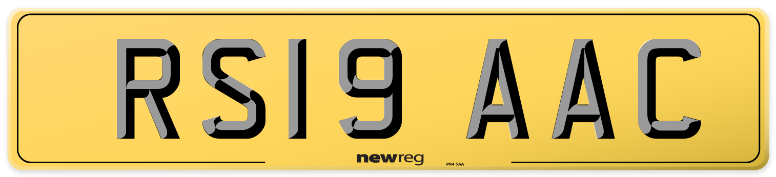 RS19 AAC Rear Number Plate