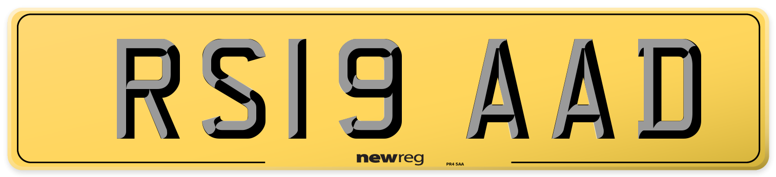 RS19 AAD Rear Number Plate