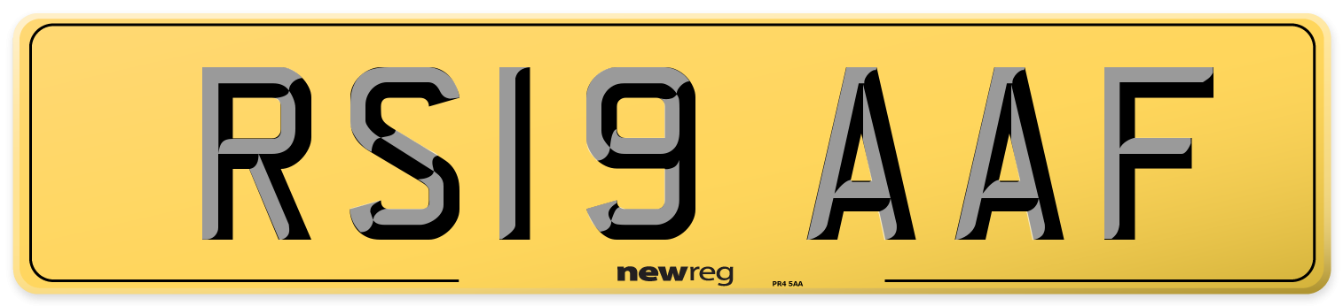 RS19 AAF Rear Number Plate