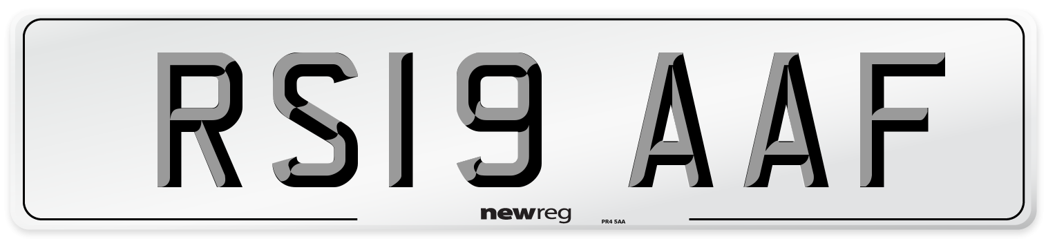 RS19 AAF Front Number Plate