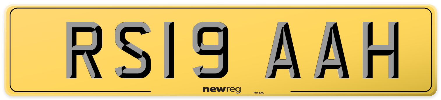RS19 AAH Rear Number Plate