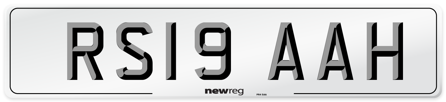 RS19 AAH Front Number Plate