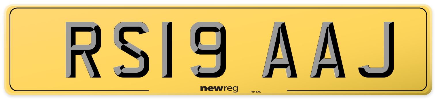 RS19 AAJ Rear Number Plate