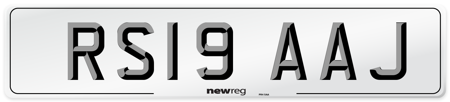 RS19 AAJ Front Number Plate