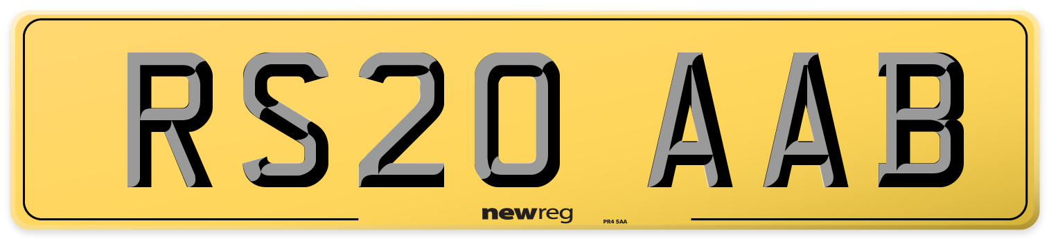 RS20 AAB Rear Number Plate