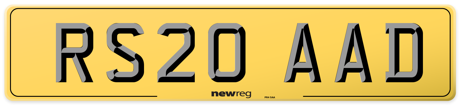 RS20 AAD Rear Number Plate
