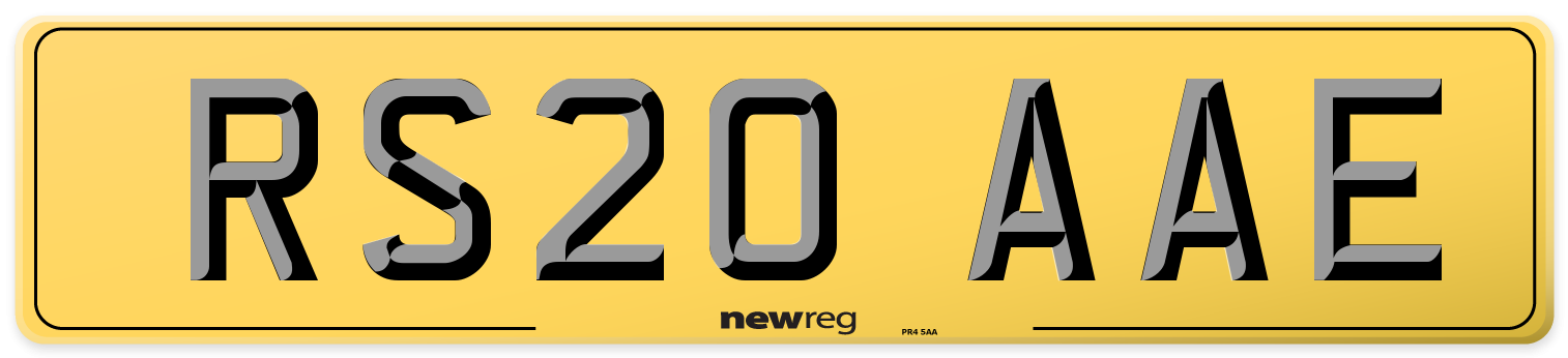 RS20 AAE Rear Number Plate
