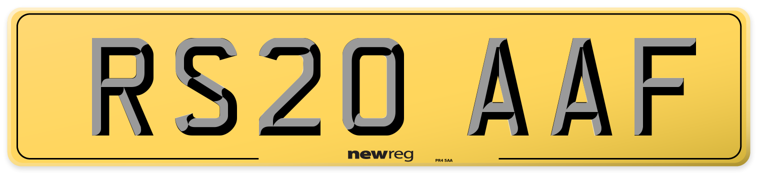 RS20 AAF Rear Number Plate