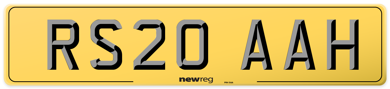 RS20 AAH Rear Number Plate