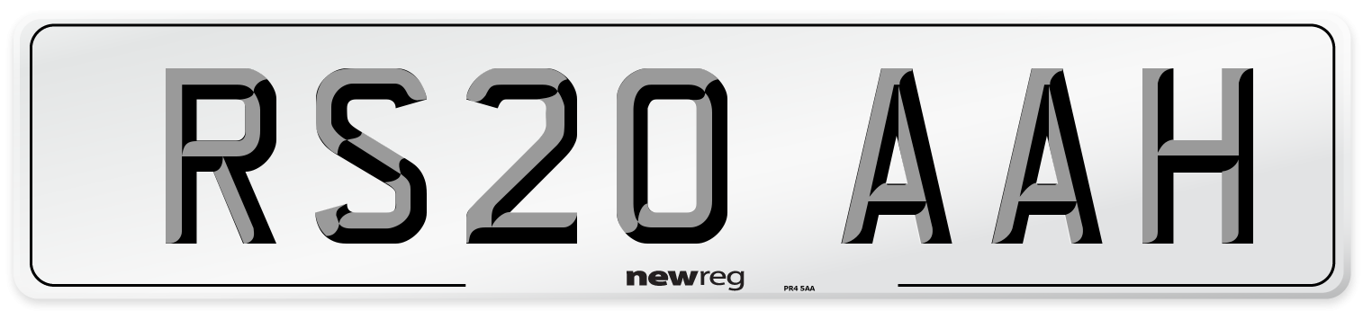 RS20 AAH Front Number Plate
