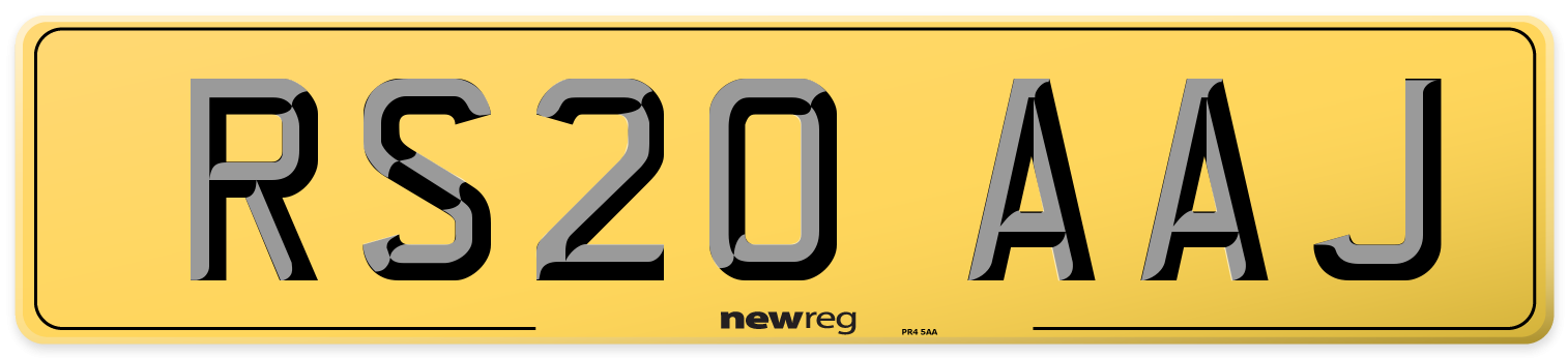 RS20 AAJ Rear Number Plate