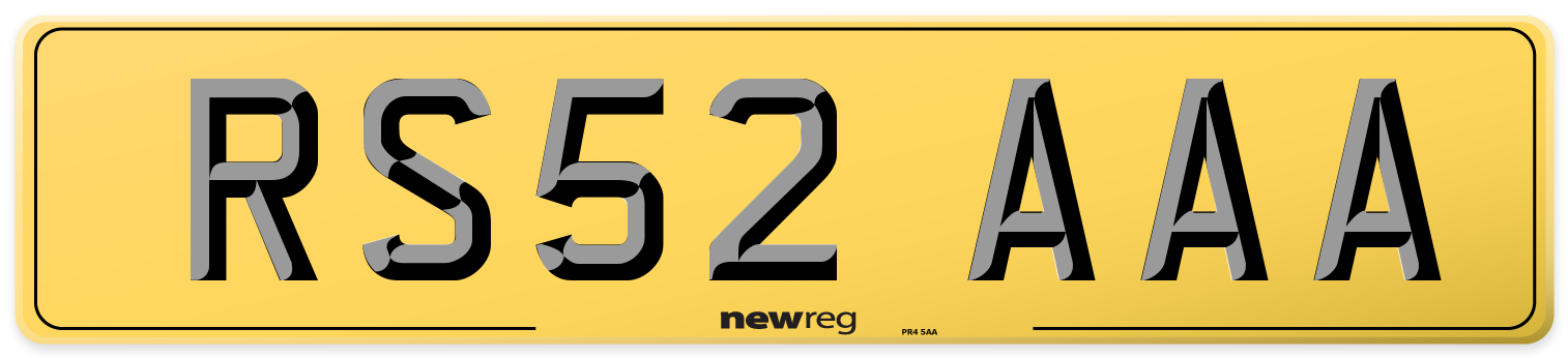 RS52 AAA Rear Number Plate