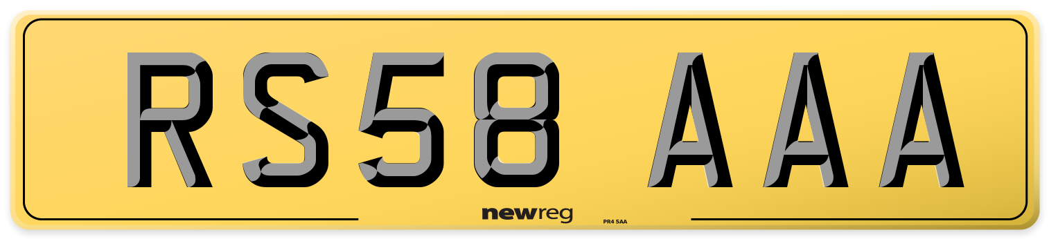 RS58 AAA Rear Number Plate