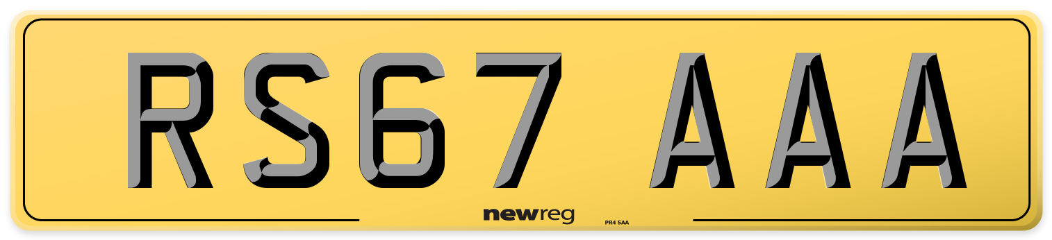 RS67 AAA Rear Number Plate