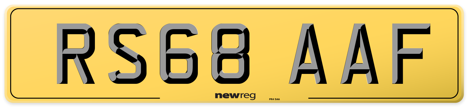 RS68 AAF Rear Number Plate