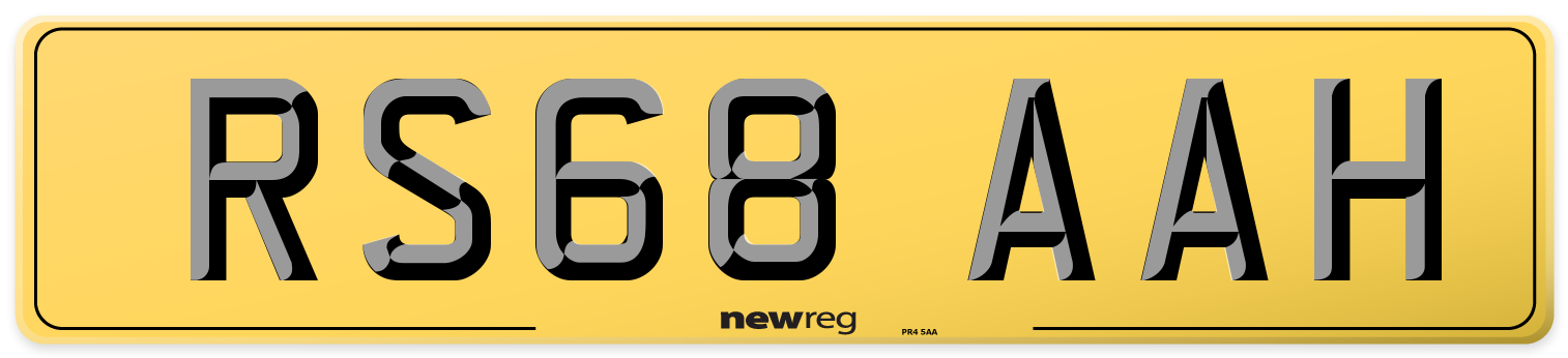 RS68 AAH Rear Number Plate