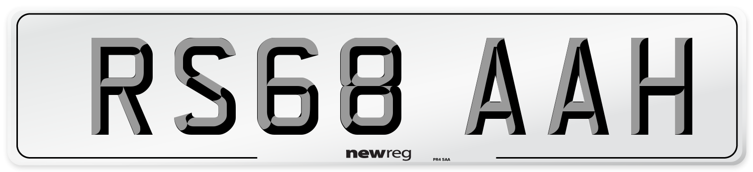 RS68 AAH Front Number Plate