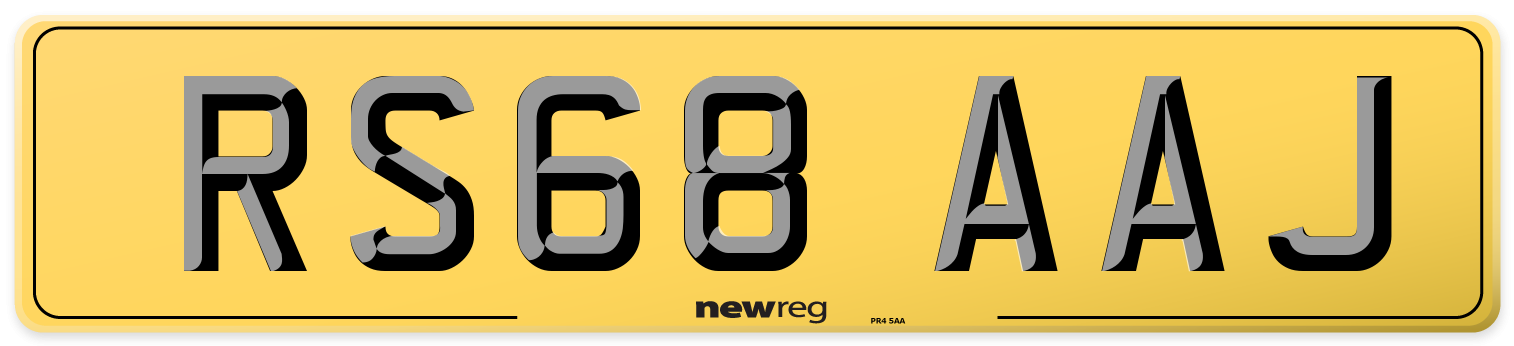 RS68 AAJ Rear Number Plate
