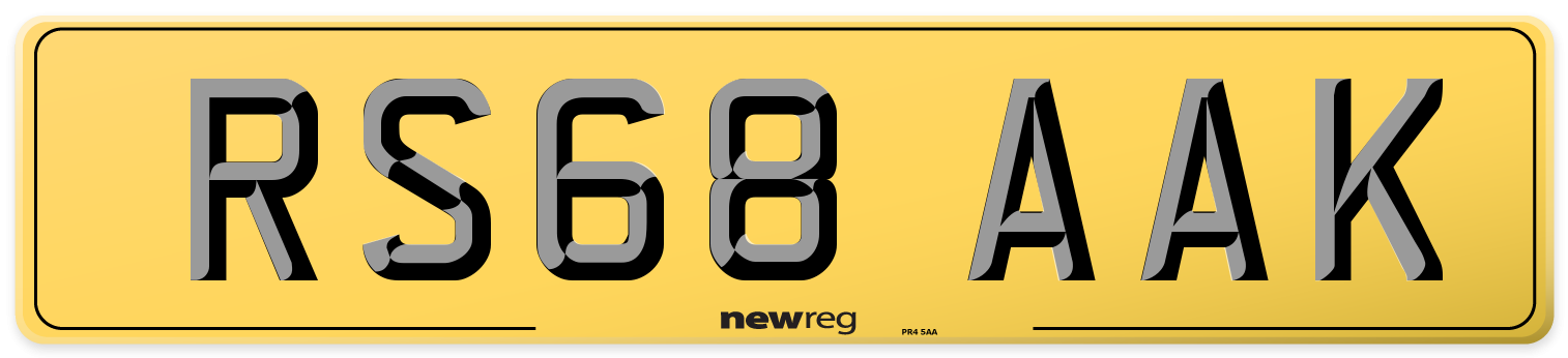 RS68 AAK Rear Number Plate
